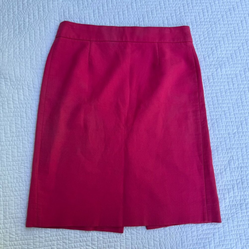 J. Crew Hot Pink Cotton Lined Pencil Skirt Size 4